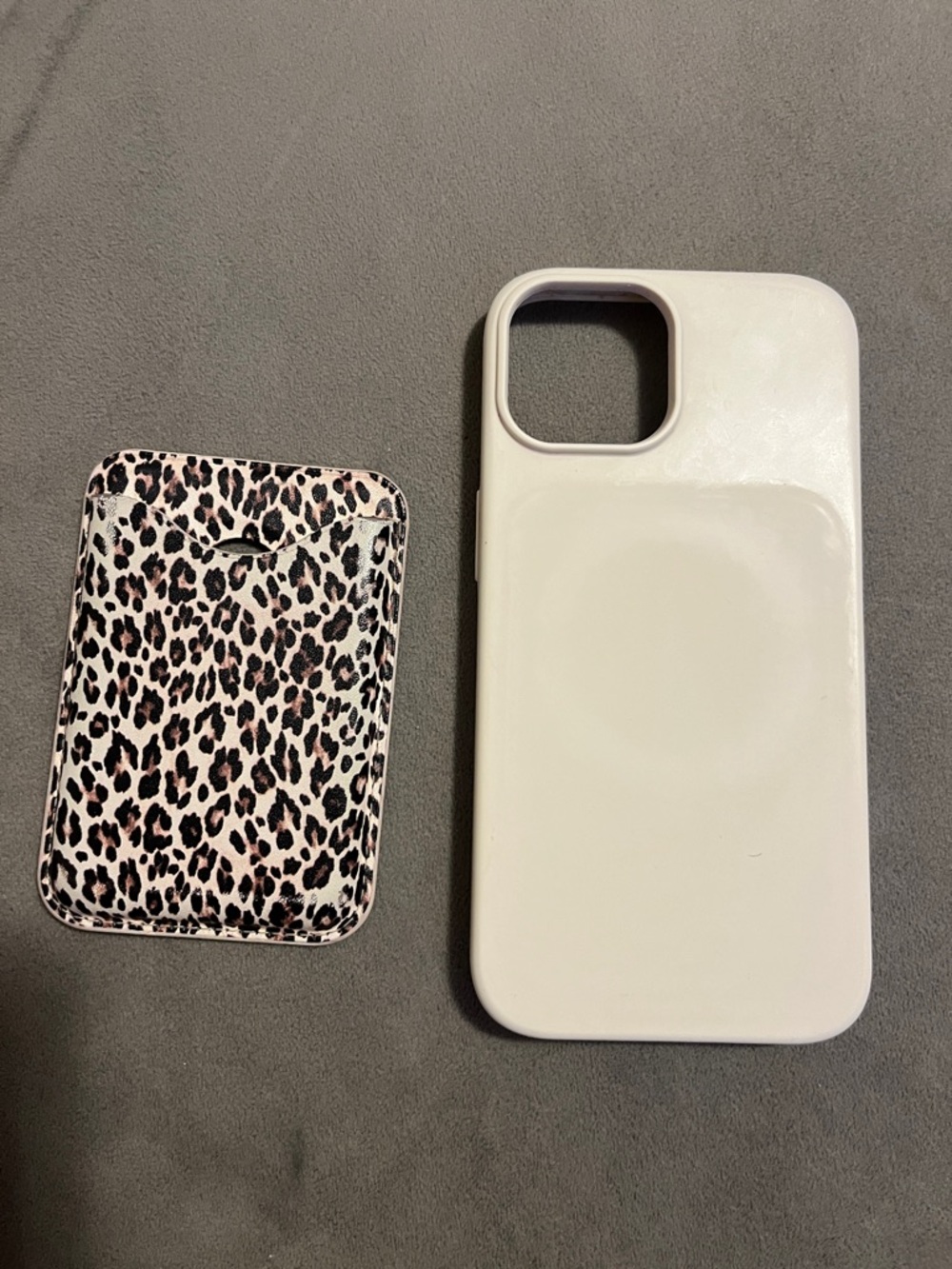 White Magnetic Phone Case with Leopard Card Wallet